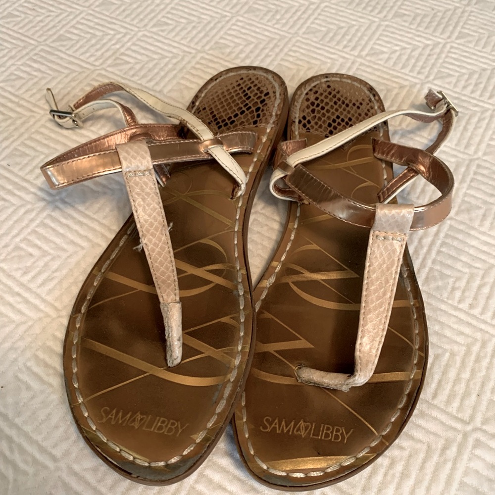 Sam & Libby bronze and cream sandals. Size 8